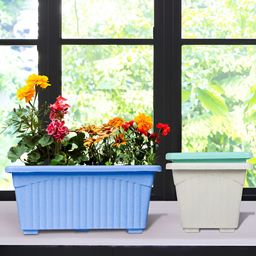 Kuber Industries White & Green 3 Pieces Textured Lightweight Planters-image-98