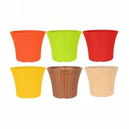 appeasy 6-Pcs Red & Green Textured Metal Planters-1