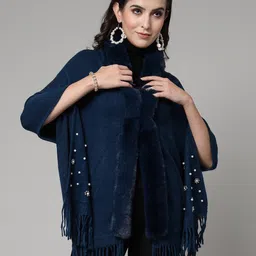 Mafadeny Embellished Winterwear Poncho-23