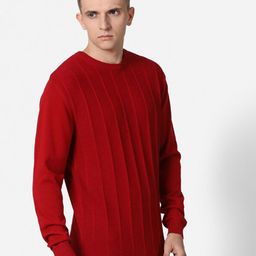t-base Men Red Striped Cotton Pullover-image-48