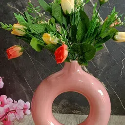 INDIA MEETS INDIA Pink Donut Shaped Planter-image-35