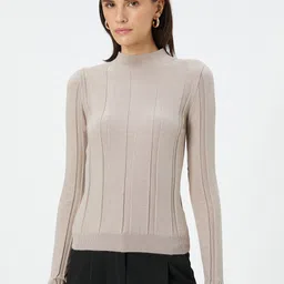 Koton Mock Neck Ribbed Pullover-26