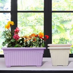 Kuber Industries Purple & White 3 Pieces Rectangle Textured Lightweight Planters-image-96