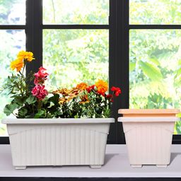 Kuber Industries Marble Jupitar White & Pink 3 Pieces Lightweight Planters-image-81