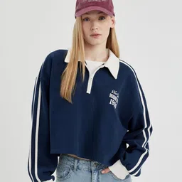 DeFacto Shirt Collar Pure Cotton Pullover-image-71