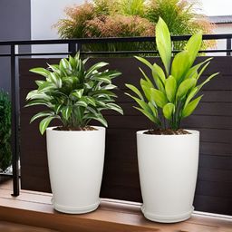 Kuber Industries Set Of 2 White Flower Planters-0
