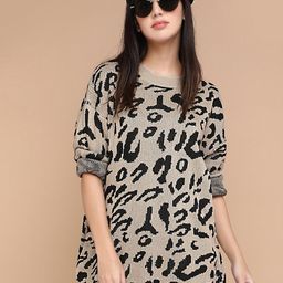 LULU & SKY Abstract Printed Round Neck Long Sleeves Longline Pullover Sweater-30