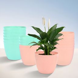 Kuber Industries Marble Cool Peach & Sea Green 18 Pieces UV Protected Planters-image-62