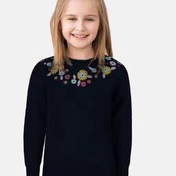 Gini and Jony Boys Navy Blue & Yellow Pullover Sweater-image-2