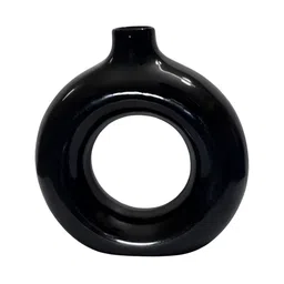 Crazy Sutra Black Donut Shaped Ceramic Vase-23