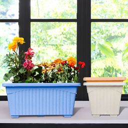 Kuber Industries Blue & White 3 Pieces Textured Lightweight Planters-image-78