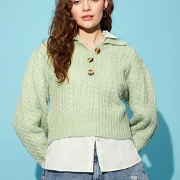 STREET 9 Ribbed Acrylic Crop Pullover-picture-19
