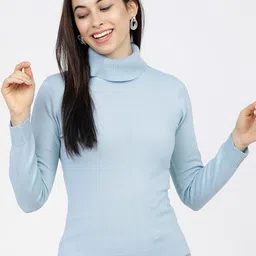 basics by tokyo talkies Tokyo Talkies Women Blue Pullover Sweater-picture-1