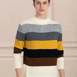 AXMANN Colourblocked Woollen Ribbed Pullover Sweater-picture-16