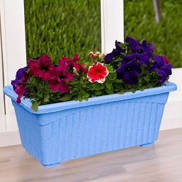 Kuber Industries Blue & White 12 Pieces Marble Jupitar Textured UV Protected Planters-72