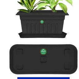 TRUSTBASKET 3 Pcs Black Textured Planter Saucers-3
