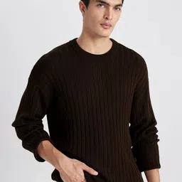 DeFacto Ribbed Long Sleeves Acrylic Pullover Sweater-image-74