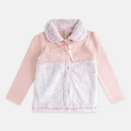 Pantaloons Junior Girls Pink & Peach-Coloured Colourblocked Colourblocked Cardigan-image-91