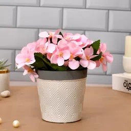 TAYHAA Cream Coloured & Grey Textured Ceramic Planter-30