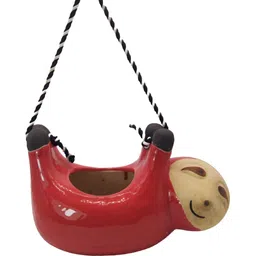 INDIA MEETS INDIA Red & Beige Ceramic Hanging Planter-image-25