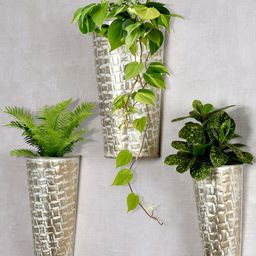 Homesake Gold Toned & White 3 Pieces Textured Flower Vases Planters-18