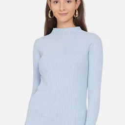 ARMISTO Women Blue Ribbed Cotton Pullover-picture-28