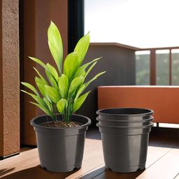Kuber Industries 4-Pcs Black Durable Planters-16