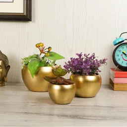 Amaya Decors Set of 3  Gold-Toned  Metal Planters-42
