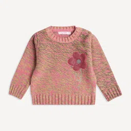 Wingsfield Girls Round Neck Embroidered Pullover Sweater-44