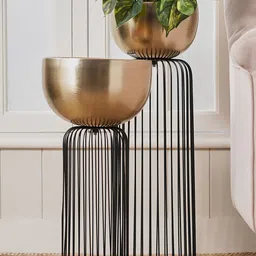 Home Centre Black & Yellow 2 Pcs Metal Floor Planter-16