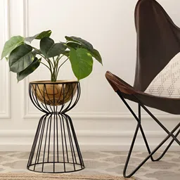 Decor de Maison Brown & Black Twin Bloom Floor Planter-36