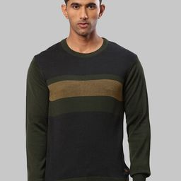 Raymond Men Black & Green Colourblocked Pullover Sweater-picture-22