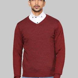 Raymond Men Maroon & White Self Design Pullover-picture-25