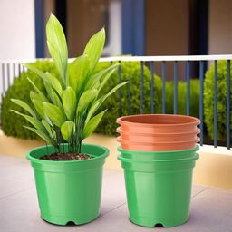 Kuber Industries Green & Orange-Coloured Set Of 6 Plastic Planters-14