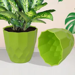 Kuber Industries Green 5 Pieces Textured Planters-22