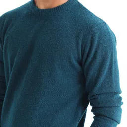 RARE RABBIT Men Bocle Crew Neck Ribbed Acrylic Sweater image 5