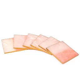 DULI Set of 6 Pink & Cream Colored Square Resin Coasters image 2