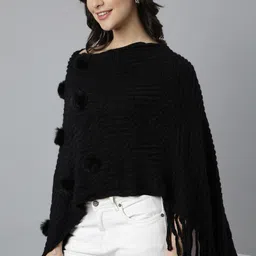 SHOWOFF Women Cable Knit Longline Poncho-image-71