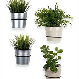 appeasy 4-Pcs Black Hanging Ring Metal Planter Stands image 2