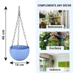 Kuber Industries Marble Euro Blue & Beige 12 Pieces Textured Hanging Planters image 5