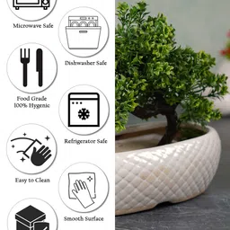 CDI White Textured Rectangular Shaped Ceramic Planter image 4