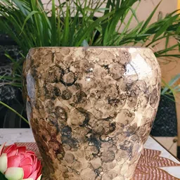 NIYARA Grey & Beige Abstract Printed Ceramic Planter image 2