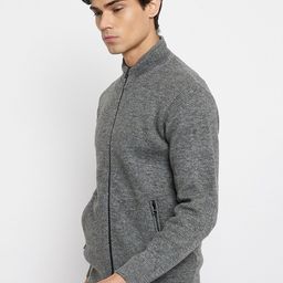 Duke Abstract Self Design Mock Collar Acrylic Front-Open Sweater image 2