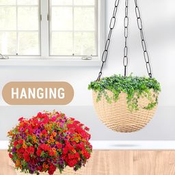 Kuber Industries Marble Euro Blue & Beige 12 Pieces Textured Hanging Planters image 2