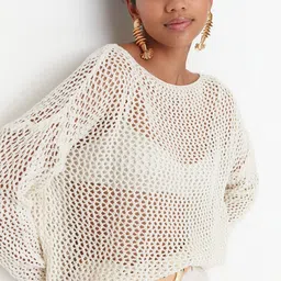 Trendyol Self Design Open Knit Pullover Sweaters image 4