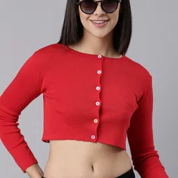 SHOWOFF Ribbed Front-Open Crop Sweater-0