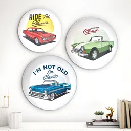 Home Centre Artesia White & Green 3 Pieces Printed Melamine Wall Plates-image-65
