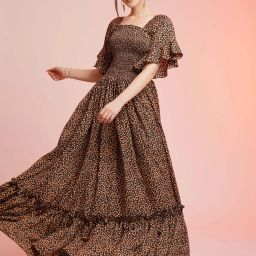 Women Fit and Flare Orange Maxi/Full Length Dress-image-24