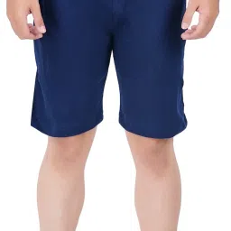 Solid Men Blue Basic Shorts-image-1