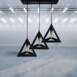 Royal Black 3D 3 light Triangle Ceiling Lamp Royal Black Liner Pendants Ceiling Lamp-image-7